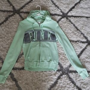 Pastel green Victoria's secret pink hoodie